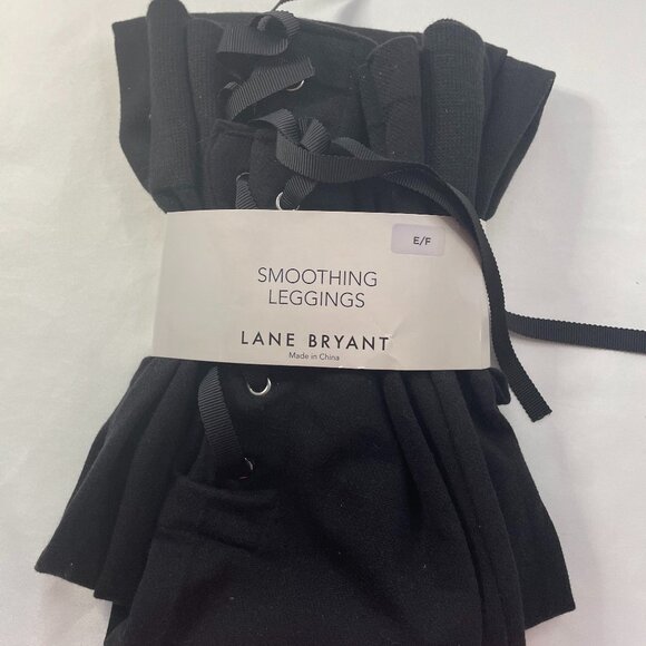 Leggings E/F 24/26 3/4X - Black Lace Up Back Lane Bryant Smoothing Plus Size NWT - Picture 1 of 5